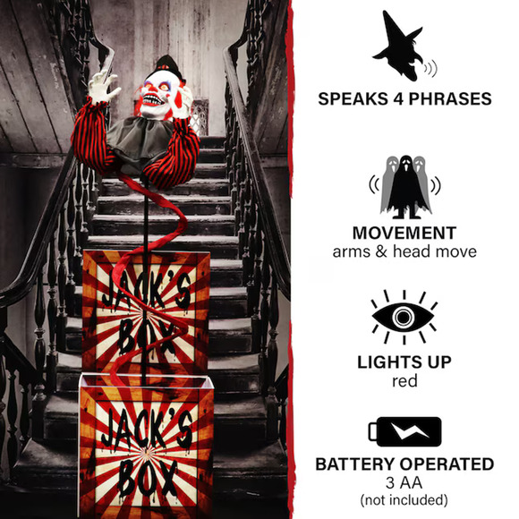 🔥Haunted Hill Farm Life-Size Talking Clown Jack in The Box Animatronic NWT🔥 - Picture 2 of 8